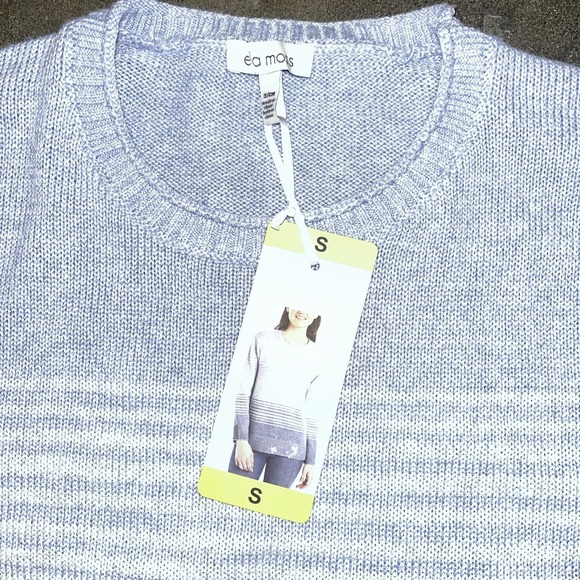 NWT Women's ELLA MOSS Blue Stripe Sweater Size Medium - Picture 2 of 2